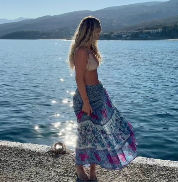 Final Sale Spell Love Jetty Maxi Skirt In Blue Nirvana - Picture 3 of 11